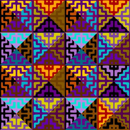 Seamless background pattern. Abstract ethnic tribal pattern in patchwork style. Vector image.のイラスト素材