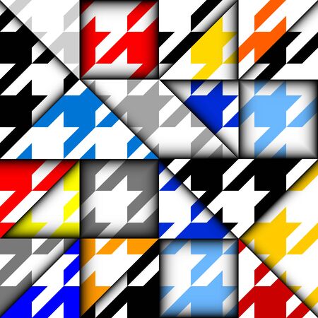 Paper cut shapes design pattern. Seamless vector geometric pattern. Patchwork block layered style.