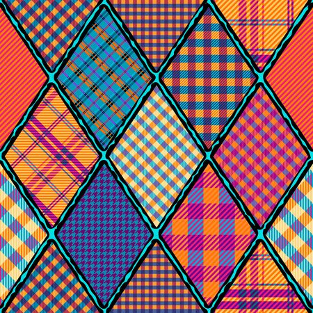 Seamless background pattern. Textile patchwork pattern. Vector imageのイラスト素材