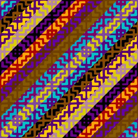 Seamless background pattern. Abstract ethnic tribal pattern in patchwork style. Vector image.のイラスト素材