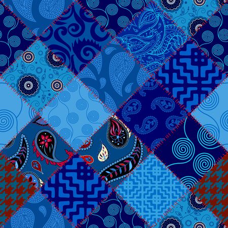 Seamless background pattern. Textile patchwork pattern. Vector imageのイラスト素材