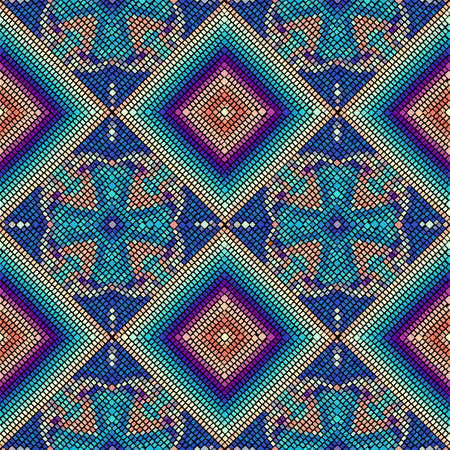 Seamless background pattern. Mosaic art pattern. Block design of squares. Vector image.のイラスト素材