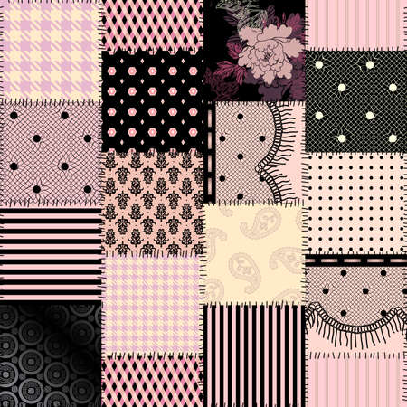 Seamless background pattern. Textile ligerie patchwork pattern. Vector imageのイラスト素材