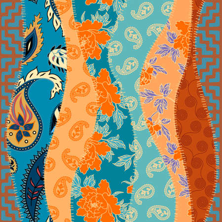 Seamless background pattern. Textile patchwork pattern. Vector imageのイラスト素材