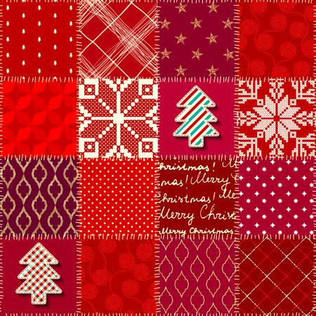 Seamless background pattern. Christmas Patchwork pattern. Vector imageのイラスト素材