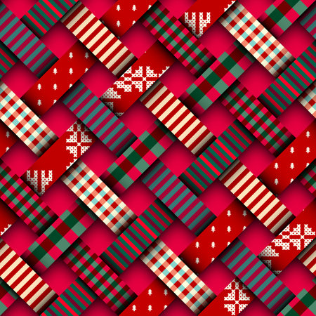 Seamless background pattern. Christmas Patchwork pattern. Vector imageのイラスト素材