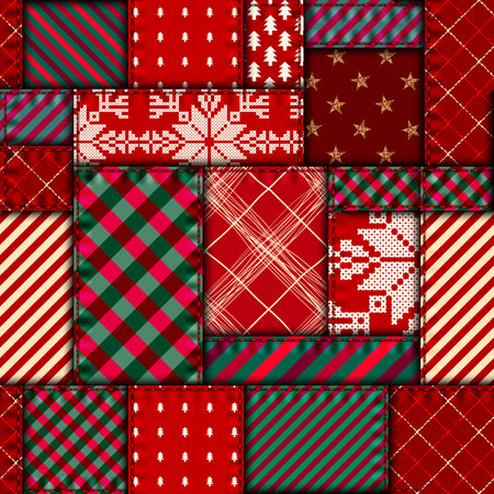 Seamless background pattern. Christmas Patchwork pattern. Vector imageのイラスト素材