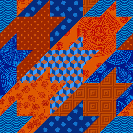 Seamless background pattern. Hounds.tooth pattern patchwork style. Vector imageのイラスト素材