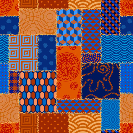 Seamless background pattern. Textile patchwork pattern. Vector imageのイラスト素材