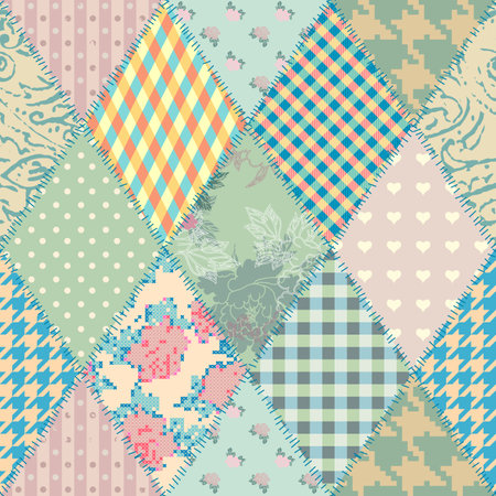 Seamless background pattern. Textile patchwork pattern. Vector image