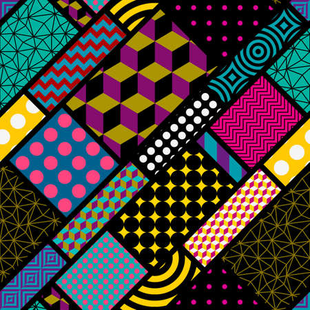 Seamless geometric abstract pattern in patchwork style. Vector image.