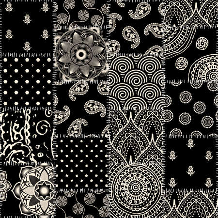 Patchwork textile pattern. Seamless quilting design background.のイラスト素材