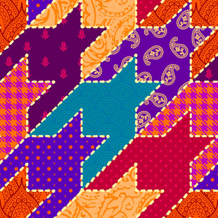 Patchwork textile pattern. Seamless quilting design background.のイラスト素材