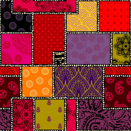Patchwork textile pattern. Seamless quilting design background.のイラスト素材