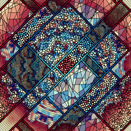 Vector seamless mosaic art pattern. Art background.