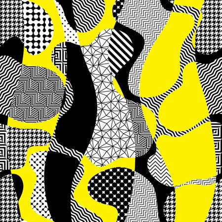 Geometric abstract pattern in patchwork style. Seamless vectorのイラスト素材