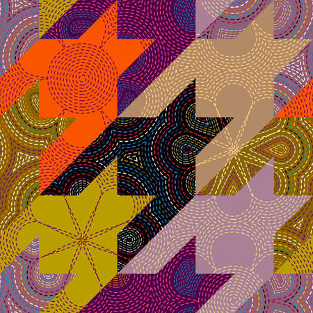 Patchwork textile pattern. Seamless quilting design background.のイラスト素材