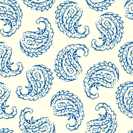 Grunge paisley pattern. Vector seamless image