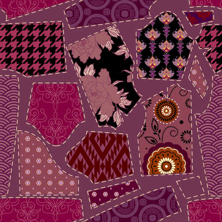 Patchwork textile pattern. Seamless quilting design background.