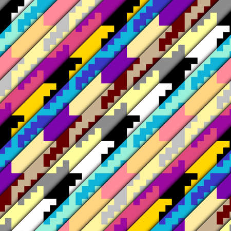 Classic Hounds-tooth pattern in a patchwork collage style.のイラスト素材