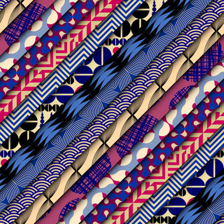 Geometric collage in retro patchwork geometric style. Vector image