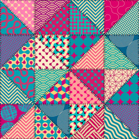 Patchwork textile pattern. Seamless quilting design background.