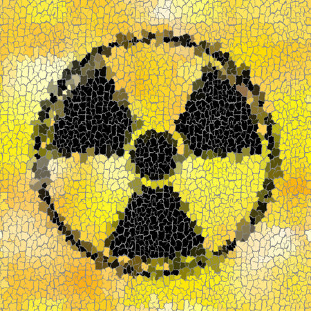 Nuclear radiation symbol on grunge wall. Vector backgroundのイラスト素材