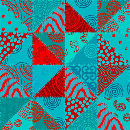 Patchwork textile pattern. Seamless quilting design background.のイラスト素材