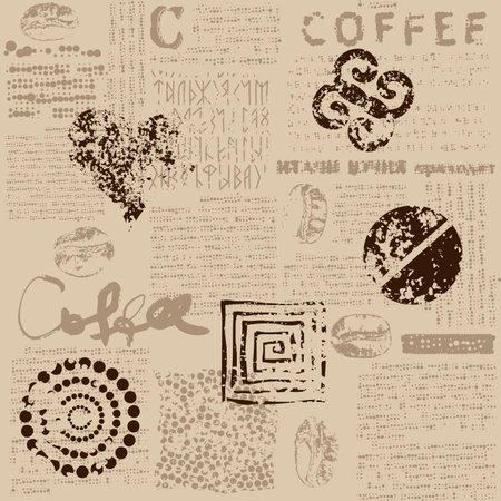 Coffee. Abstract coffee beans on brown backgroundのイラスト素材