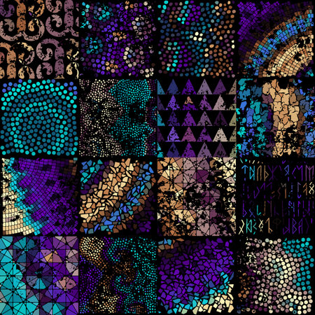 Vector seamless mosaic art pattern. Art background.のイラスト素材