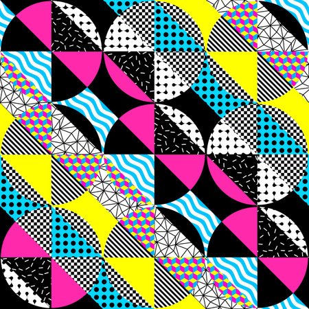 Abstract geometric Memphis style pattern. Vector imageのイラスト素材