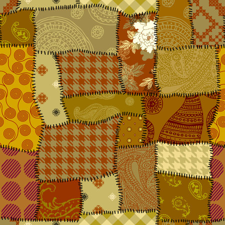 Geometric abstract pattern. Intersection patchwork plaid styleのイラスト素材