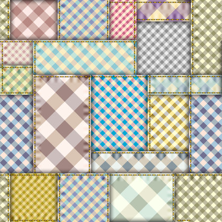 Geometric abstract pattern. Textile patchwork plaid style. Seamless vector pattern.のイラスト素材