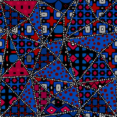 Vector ethnic tribal pattern. Seamless art image. Rhombuses patchwork.のイラスト素材