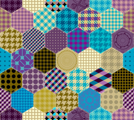 Textille patchwork pattern. Seamless Vector image.のイラスト素材