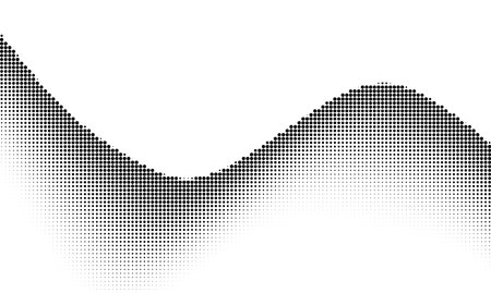 Monochrome gradient halftone dots background. Vector illustration. Big waveのイラスト素材