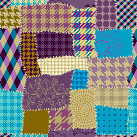 Textille patchwork pattern. Seamless Vector image.のイラスト素材