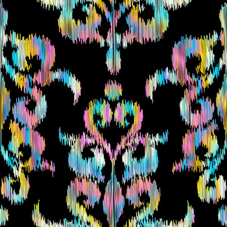 Geometric abstract grunge vintage pattern. Ikat style. Seamless vector image.の写真素材