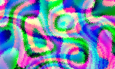Pixelated psychedelic background. Moire overlapping effect. Vector image.のイラスト素材