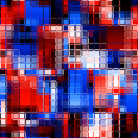 Geometric abstract pattern in low poly style. Tileable image. Small squares with glass effect. Glass mosaic pattern.のイラスト素材