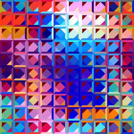 Geometric abstract pattern in low poly style. Tileable image. Small squares with glass effect. Glass mosaic pattern.のイラスト素材