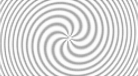 Monochrome gradient halftone dots background. Vector illustration. Abstract spiral on white backgroundのイラスト素材
