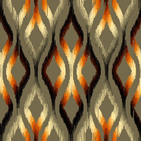 Seamless striped pattern in Aztec style. Folk embroidery.. Aztec ikat style. Seamless vector image. Thin linesのイラスト素材