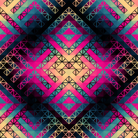 Colorful Aztec Fabric, Wallpaper and Home Decor. Abstract seamless tileable pattern. Triangles aztec background. Vector image.のイラスト素材