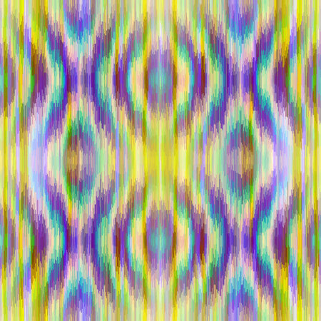 Washed blurry wavy ikat seamless vector pattern. Aquarelle effect boho fashion fabric for coastal nautical stripe wallpaper background. Stripe with blurry gradient tileable swatch.のイラスト素材