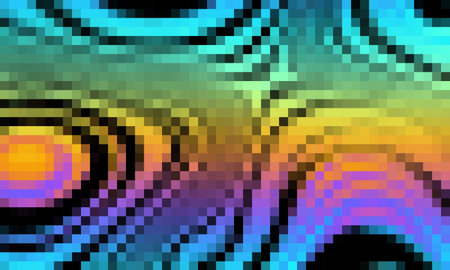 Trippy psychedelic colorful neon geometric shapes abstract background, Pixelated vector patternのイラスト素材