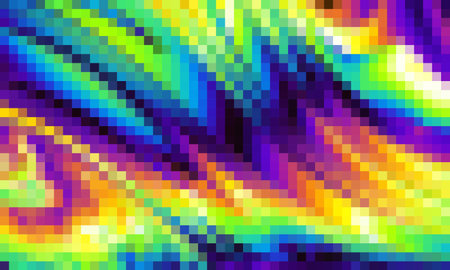 Trippy psychedelic colorful neon geometric shapes abstract background, Pixelated vector patternのイラスト素材