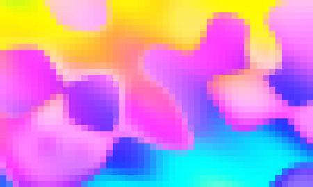 Trippy psychedelic colorful neon geometric shapes abstract background, Pixelated vector patternのイラスト素材