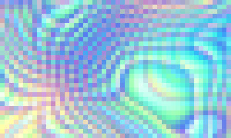 Trippy psychedelic colorful neon geometric shapes abstract background, Pixelated vector patternのイラスト素材