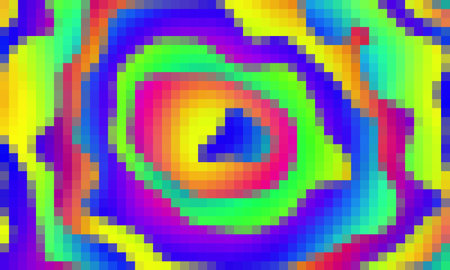 Trippy psychedelic colorful neon geometric shapes abstract background, Pixelated vector patternのイラスト素材